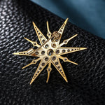 Load image into Gallery viewer, Gold Star Brooch, Gold Statement Brooch, Elegant Brooch, Suit Brooch, Unique Gift, Contemporary Brooch, Unique Brooch, Crystal Jewelry
