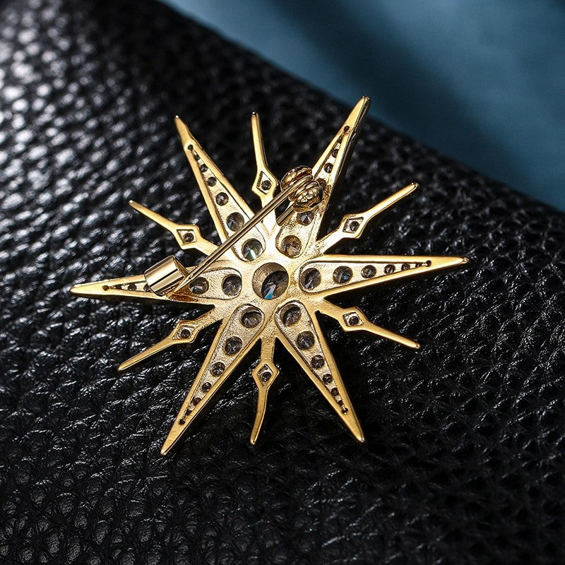 Gold Star Brooch, Gold Statement Brooch, Elegant Brooch, Suit Brooch, Unique Gift, Contemporary Brooch, Unique Brooch, Crystal Jewelry