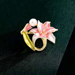 Load image into Gallery viewer, Enamel Lily Flower Brooch
