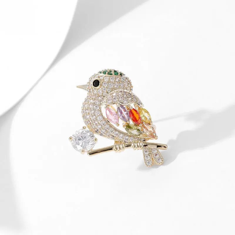 Crystal Bird Brooch, Little Elegant Brooch, Crystal Jewelry, Statement Brooch, Cute Brooch, Gift, Dress Brooch, Modern Brooch, Unique Brooch