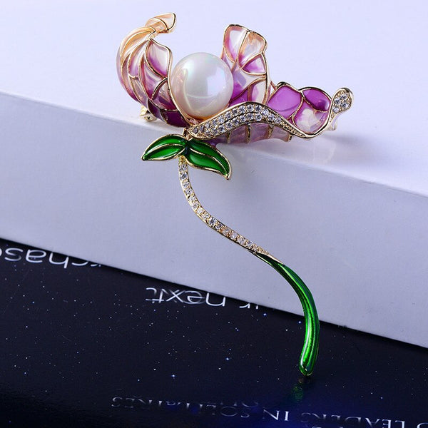 orchid flower brooch