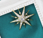 Load image into Gallery viewer, Gold Star Brooch, Gold Statement Brooch, Elegant Brooch, Suit Brooch, Unique Gift, Contemporary Brooch, Unique Brooch, Crystal Jewelry
