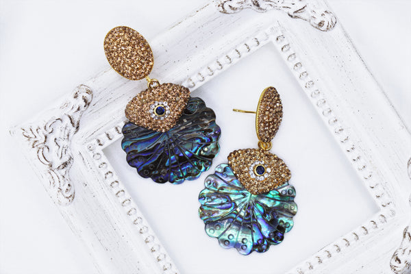 Abalone Shell Gold Earrings