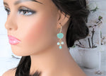 Load image into Gallery viewer, Amazonite Earrings, Turquoise Statement Earrings, Luxury Earrings, 24k Gold Earrings, Gemstone Earrings, Crystal Earrings, Dangle Earrings
