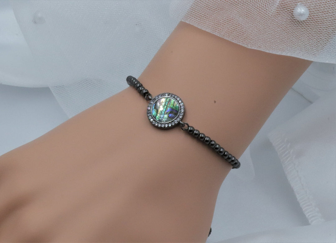 Abalone Shell Bracelet, Pearl Charm Bracelet, Bracelet Homme, Crystal Bracelet, Black Pearl Bracelet, Sparkling Bracelet, Coin Bracelet