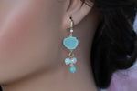 Load image into Gallery viewer, Amazonite Earrings, Turquoise Statement Earrings, Luxury Earrings, 24k Gold Earrings, Gemstone Earrings, Crystal Earrings, Dangle Earrings
