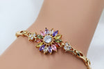 Load image into Gallery viewer, Daisy Bracelet, Simple Gold Bracelet, Romantic Bracelet, Colorful Crystals Sparkling Zircon Bracelet, Gift, Flower Jewelry, Rainbow Bracelet
