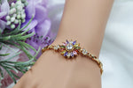 Load image into Gallery viewer, Daisy Bracelet, Simple Gold Bracelet, Romantic Bracelet, Colorful Crystals Sparkling Zircon Bracelet, Gift, Flower Jewelry, Rainbow Bracelet
