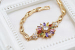 Load image into Gallery viewer, Daisy Bracelet, Simple Gold Bracelet, Romantic Bracelet, Colorful Crystals Sparkling Zircon Bracelet, Gift, Flower Jewelry, Rainbow Bracelet
