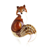 Load image into Gallery viewer, Enamel Fox Brooch, Crystals Vintage Brooch, Elegant Brooch, Gift, Daily Jewelry, Modern Brooch, Unique Brooch Scarf Pin, Crystal Brooch
