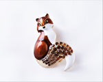 Load image into Gallery viewer, Enamel Fox Brooch, Crystals Vintage Brooch, Elegant Brooch, Gift, Daily Jewelry, Modern Brooch, Unique Brooch Scarf Pin, Crystal Brooch

