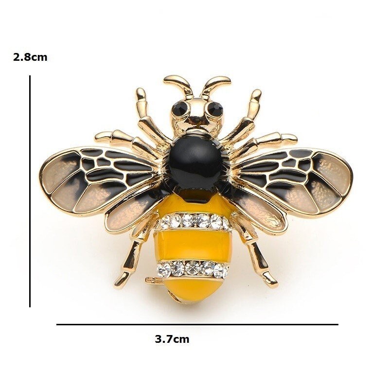 Enamel Honey Bee Pin, Beetle Brooch, Vintage Brooch, Unique Brooch, Crystal Elegant Brooch, Bumble Bee Brooch,Bee Jewelry,Modern Brooch Gift