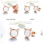 Load image into Gallery viewer, cat rose gold earrings
