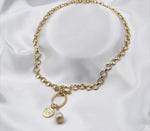 Load image into Gallery viewer, Cultured Pearl Necklace, Good Luck Necklace, Ancient Coin Pendant Necklace, Gift, Natural Freshwater Pearl Necklace, Real Pearl Jewelry
