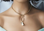 Load image into Gallery viewer, Cultured Pearl Necklace, Good Luck Necklace, Ancient Coin Pendant Necklace, Gift, Natural Freshwater Pearl Necklace, Real Pearl Jewelry
