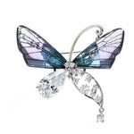 Load image into Gallery viewer, Blue Butterfly Summer Brooch, Elegant Brooch, Beetle Brooch, Statement Brooch, Dress Brooch, Vintage Unique Brooch Gift, Czech Glass Brooch
