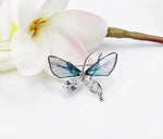 Load image into Gallery viewer, Blue Butterfly Summer Brooch, Elegant Brooch, Beetle Brooch, Statement Brooch, Dress Brooch, Vintage Unique Brooch Gift, Czech Glass Brooch

