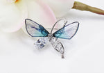 Load image into Gallery viewer, Blue Butterfly Summer Brooch, Elegant Brooch, Beetle Brooch, Statement Brooch, Dress Brooch, Vintage Unique Brooch Gift, Czech Glass Brooch
