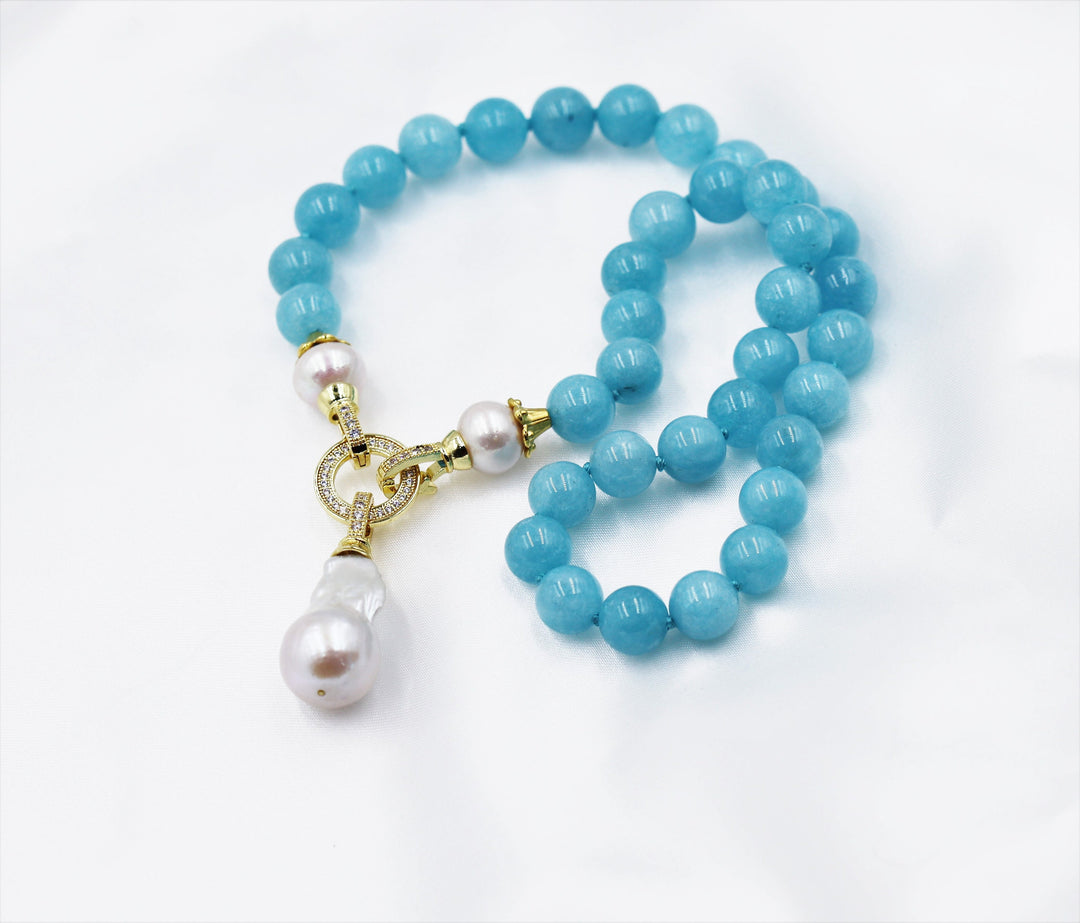 luxury blue beaded necklace