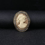 Load image into Gallery viewer, Vintage Brooch, Victorian Brooch, Lady Head Cameo Brooch, Bronze Elegant Brooch, Unique Gift, Statement Brooch, Unique Brooch Suit Brooch
