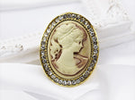 Load image into Gallery viewer, Vintage Brooch, Victorian Brooch, Lady Head Cameo Brooch, Bronze Elegant Brooch, Unique Gift, Statement Brooch, Unique Brooch Suit Brooch
