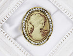 Load image into Gallery viewer, Vintage Brooch, Victorian Brooch, Lady Head Cameo Brooch, Bronze Elegant Brooch, Unique Gift, Statement Brooch, Unique Brooch Suit Brooch
