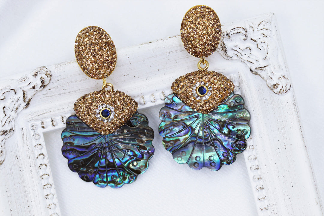 Abalone Shell Gold Earrings