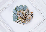 Load image into Gallery viewer, Green Peacock Brooch, Enamel Bird Brooch, Vintage Elegant Brooch, Unique Brooch, Statement Brooch Unique Gift, Suit Brooch, Modern Brooch
