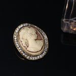 Load image into Gallery viewer, Vintage Brooch, Victorian Brooch, Lady Head Cameo Brooch, Bronze Elegant Brooch, Unique Gift, Statement Brooch, Unique Brooch Suit Brooch
