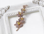 Load image into Gallery viewer, Luxury Brooch, Rose Gold and Yellow Zircon Crystals Leaf Brooch Gift, Vintage Elegant Brooch, Statement Brooch, Suit Brooch, Unique Brooch
