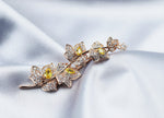 Load image into Gallery viewer, Luxury Brooch, Rose Gold and Yellow Zircon Crystals Leaf Brooch Gift, Vintage Elegant Brooch, Statement Brooch, Suit Brooch, Unique Brooch
