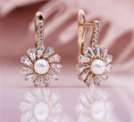 Load image into Gallery viewer, Flower Shell Pearl Earrings, Luxury Earrings, Vintage Bridal Earrings, 24k Gold Earrings, Formal Earrings, Small Pearl Earrings, Gift

