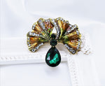Load image into Gallery viewer, Elegant Brooch, Statement Brooch, Vintage Leaf Brooch, Large Crystal Brooch, Enamel Brooch, Unique Gift, Modern Brooch, Unique Brooch
