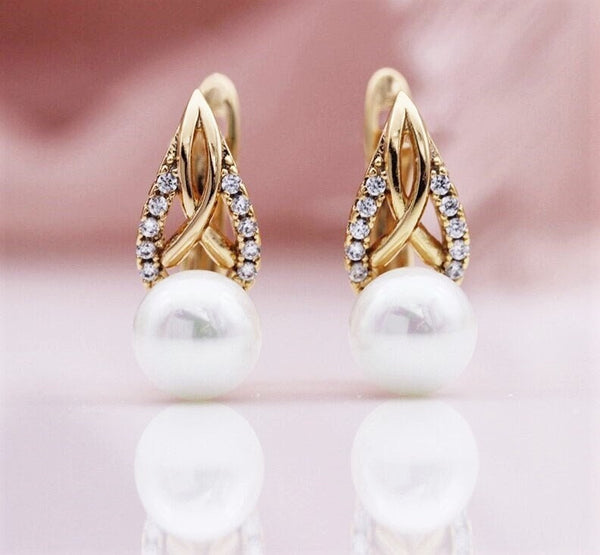 elegant white pearl earrings