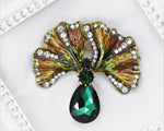 Load image into Gallery viewer, Elegant Brooch, Statement Brooch, Vintage Leaf Brooch, Large Crystal Brooch, Enamel Brooch, Unique Gift, Modern Brooch, Unique Brooch
