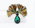 Load image into Gallery viewer, Elegant Brooch, Statement Brooch, Vintage Leaf Brooch, Large Crystal Brooch, Enamel Brooch, Unique Gift, Modern Brooch, Unique Brooch
