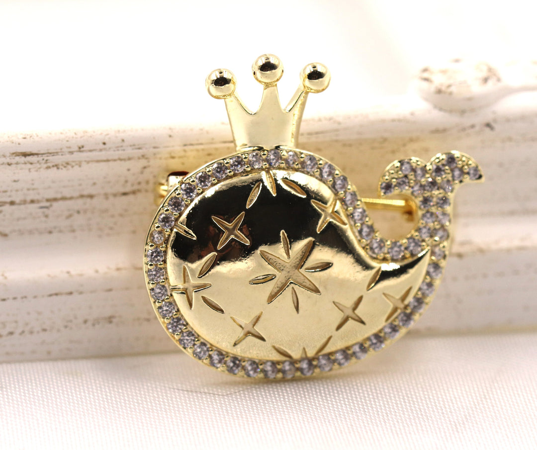 Little Whale Brooch, Vintage Elegant Brooch, Luxury Brooch, Statement Brooch, Gift, Dress Brooch, Modern Brooch, Unique Brooch, Cute Brooch