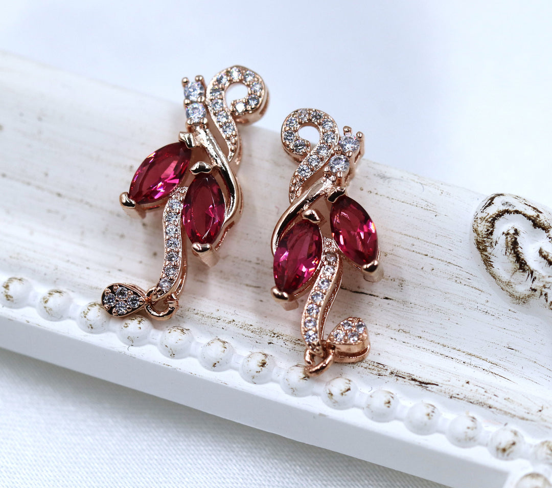 Pink Flamingo Earrings, Luxury Earrings, Rose Gold Filled Earrings, Classy Earrings, 24k Gold Earrings-Unique Earrings-Formal Earrings, Gift