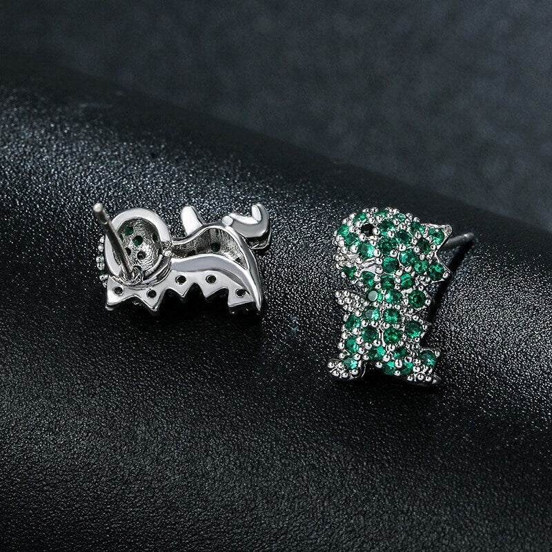 silver dragon stud earrings