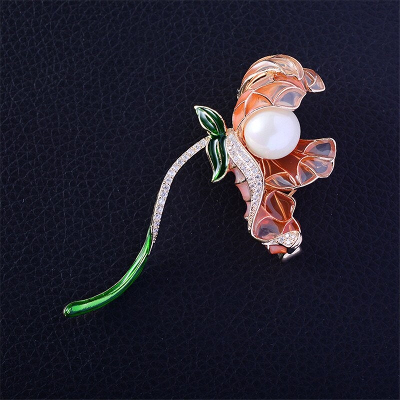 orchid flower brooch