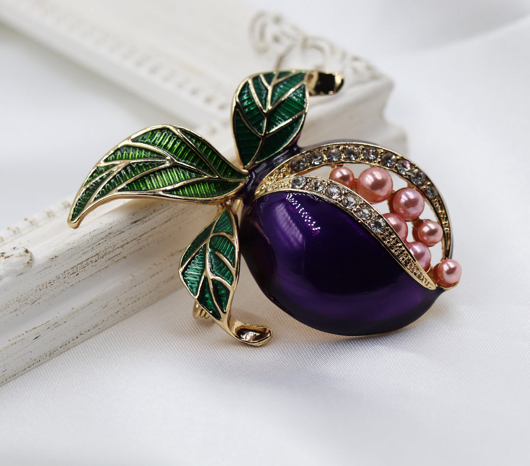 purple pomegranate brooch