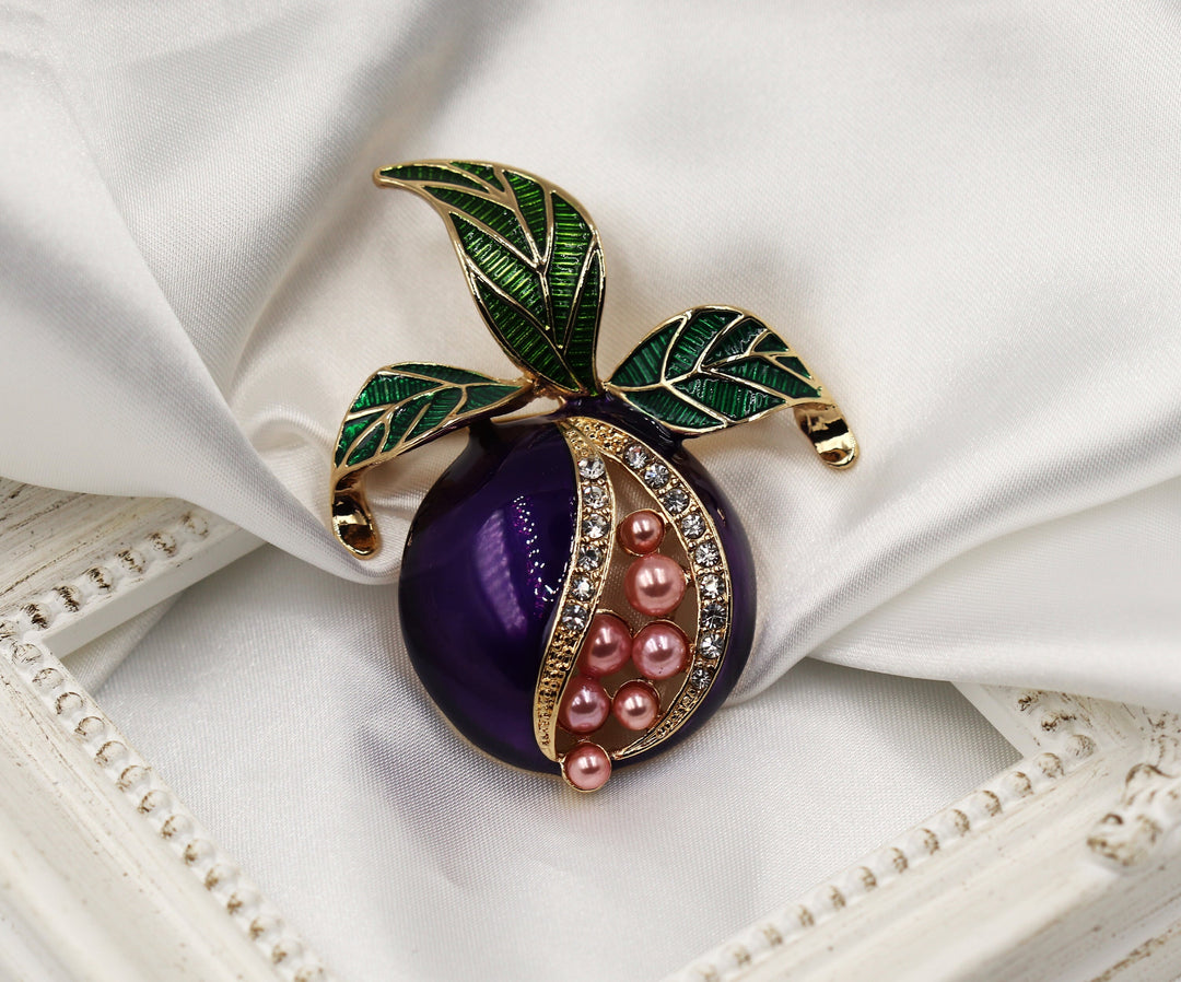 Enamel fruit brooch