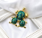 Load image into Gallery viewer, Sea Turtle Turquoise Enamel Brooch
