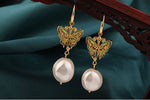Load image into Gallery viewer, Bridal Earrings, Keshi Pearl Earrings, Butterfly Earrings, Statement Earrings, Formal Earrings, Real Pearl Earrings, 24k Gold Earrings, Gift
