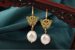 Load image into Gallery viewer, Bridal Earrings, Keshi Pearl Earrings, Butterfly Earrings, Statement Earrings, Formal Earrings, Real Pearl Earrings, 24k Gold Earrings, Gift

