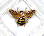 Load image into Gallery viewer, Beetle Brooch, Enamel Bee Brooch, Elegant Brooch, Statement Brooch, Luxury Brooch, Honey Bee Jewelry, Dress Brooch, Unique Brooch Gift

