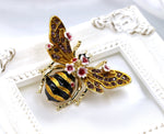 Load image into Gallery viewer, Beetle Brooch, Enamel Bee Brooch, Elegant Brooch, Statement Brooch, Luxury Brooch, Honey Bee Jewelry, Dress Brooch, Unique Brooch Gift
