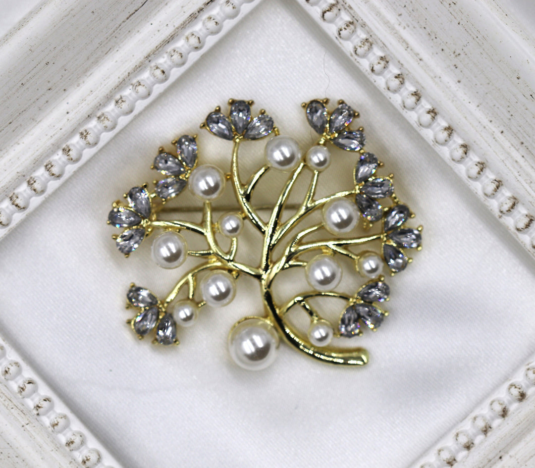 White Tree of Life Brooch, Luxury Brooch, Elegant Brooch, Suit Brooch, Unique Gift, Contemporary Brooch, Unique Brooch, Crystal Jewelry