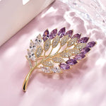 Load image into Gallery viewer, elegant crystal leaf brooch
