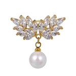 Load image into Gallery viewer, Pearl Brooch Pin, White Crystal Leaf Brooch, Luxury Brooch, Unique Brooch Gift-Modern Brooch-Scarf Brooch-Elegant Brooch-Statement Brooch
